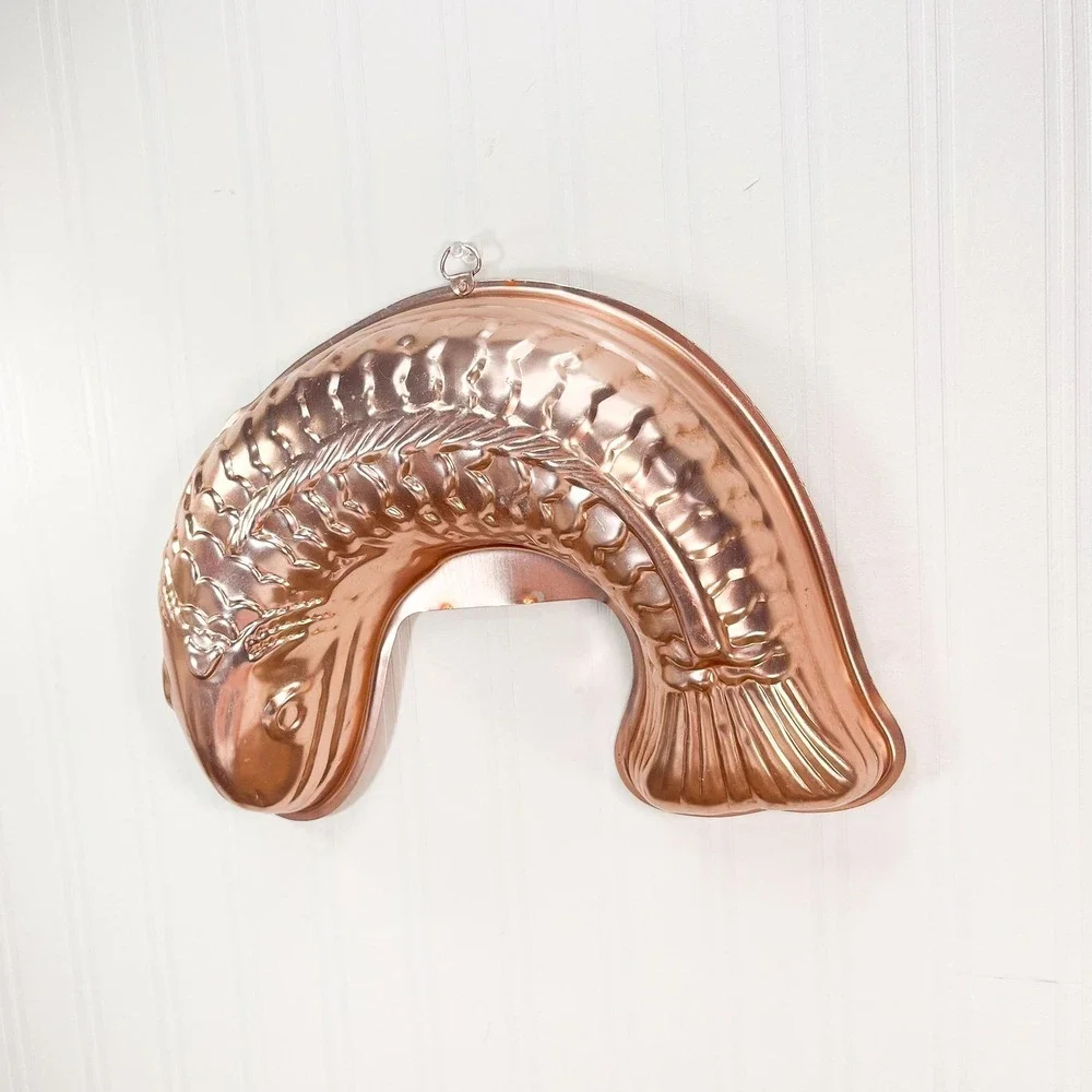 Vintage‎ Pink Copper Metal Fish Mold Wall Decor
